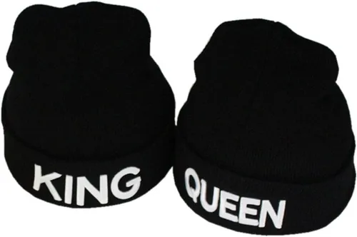 Vista 2 de MIUNIKO 2 gorros de invierno con capucha de calavera de rey y reina para parejas