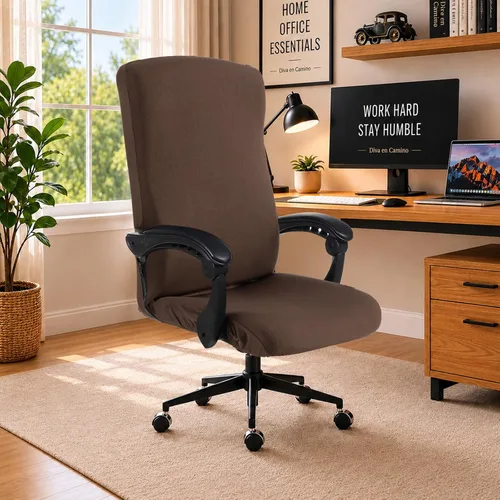 Vista 24 de Fundas elásticas resistentes al agua para sillas de computadora - Protectores lavables para respaldo giratorio y asiento para mascotas - Negro