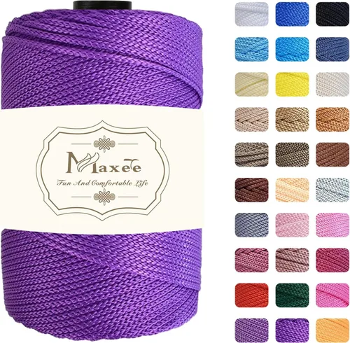 Vista 61 de Cordón de macramé de poliéster de alta calidad de 0.118 in × 218 yardas, 0.118 in, 100% polipropileno, ideal para ganchillo, ganchos de pared