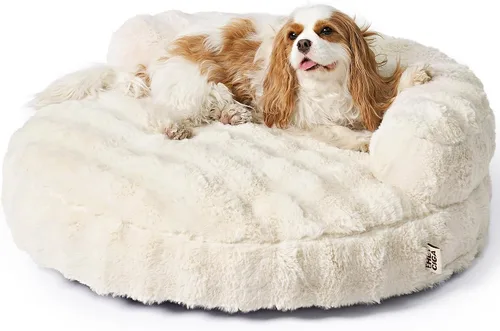 Vista 33 de EHEYCIGA Sofá cama suave para gatos de interior, cama extra pequeña esponjosa para perros con funda extraíble lavable, sofá para mascotas, Camello