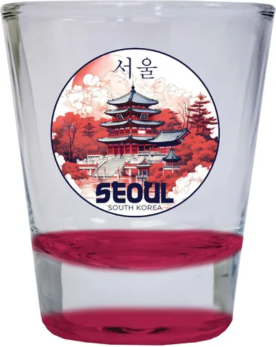Vista 7 de Seúl South Korea Design B Souvenir - Vaso de chupito redondo de 2 onzas, color azul, paquete de 2
