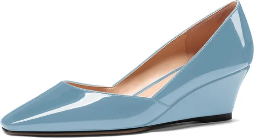 Vista 22 de MODENCOCO Zapatos de tacón bajo con cuña de tacón bajo para mujer, con puntera cuadrada, 2 pulgadas Beige