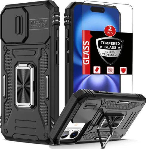 Vista 13 de Funda para iPhone 12 Pro Max con 2 protectores de pantalla, cubierta deslizante integrada para cámara para 12Pro Max, funda para teléfono