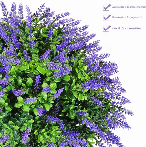 Vista 4 de Juego de 2 arbustos artificiales de boj de Navidad, plantas artificiales de exterior resistentes a los rayos UV de 20 pulgadas con picos de tierra 2
