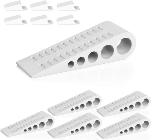 Vista 11 de HOMOTEK Paquete de 2 topes de puerta de goma con forma de cuña para puertas de puerta, protectores de pared para piso e parte inferior de la puerta