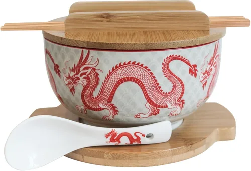 Vista 13 de XWORLD Juego de cuencos de cerámica japonesa para fideos ramen con cuchara de cerámica, palillos de bambú, tapa y salvamanteles, capacidad