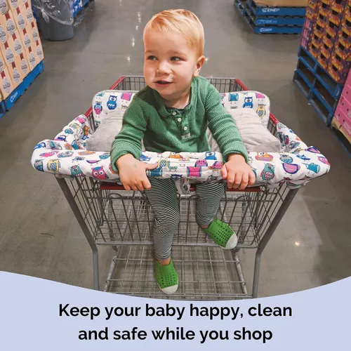 Vista 2 de Suessie Funda para carrito de compras y funda para silla alta con almohada de apoyo de cojín (búhos con cojín)