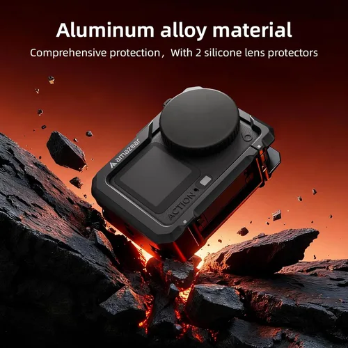 Vista 3 de AMAZEAR Funda protectora de metal para accesorios DJI Osmo Action 6, jaula multifunción Action6 Pro, carcasa de aluminio más fuerte con tapas