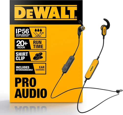 Vista 9 de DEWALT Auriculares de Banda para el Cuello Bluetooth de Servicio Pesado - Edición Especial Negra, Auriculares Inalámbricos Bluetooth 5.2