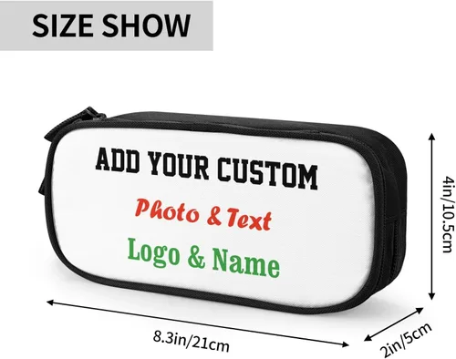 Vista 2 de Caja de lápices personalizada con foto, texto/nombre, estuche personalizado para niños y niñas, bolsa de almacenamiento de lona de gran capacidad