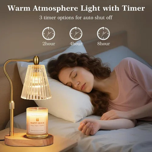 Vista 3 de Imenlox Lámpara calentadora de velas, con temporizador y regulador, altura ajustable, regalos del día de la madre para mamá, regalos de cumpleaños