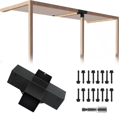 Vista 8 de Kits de soporte para pérgola DIY, soportes de esquina en forma de L de 2 vías para madera de 4 x 4 pulgadas (real: 3.5 x 3.5 pulgadas) para pérgola