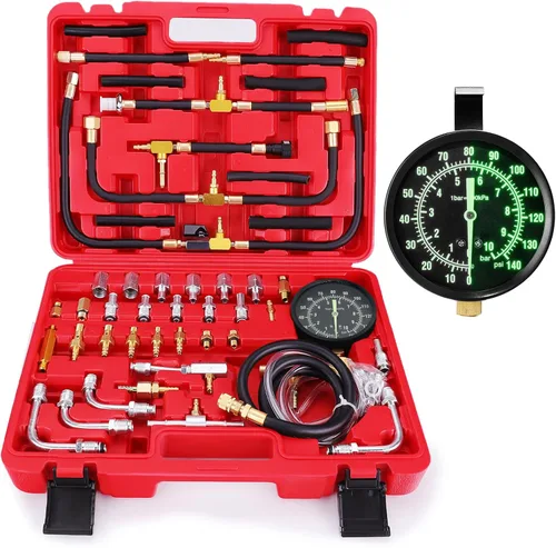 Vista 9 de BETOOLL Pro juego de medidor de presión de inyección de combustible. Manómetro de 0-140 PSI.