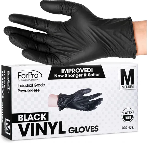 Vista 10 de ForPro Disposable Vinyl Gloves, 3.9 Mil, Powder & Latex-Free, Food Safe Negro