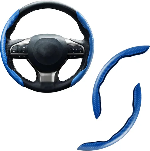 Vista 16 de Amiss 3 piezas de cubierta de volante de fibra de carbono antideslizante, diseño de mariposa impermeable y segmentado, protector de rueda