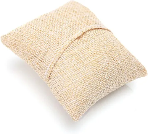 Vista 4 de 6 piezas pequeñas de lino para reloj de pulsera de almohada, exhibiciones de joyería de 3.2 x 3.2 x 1.5 pulgadas