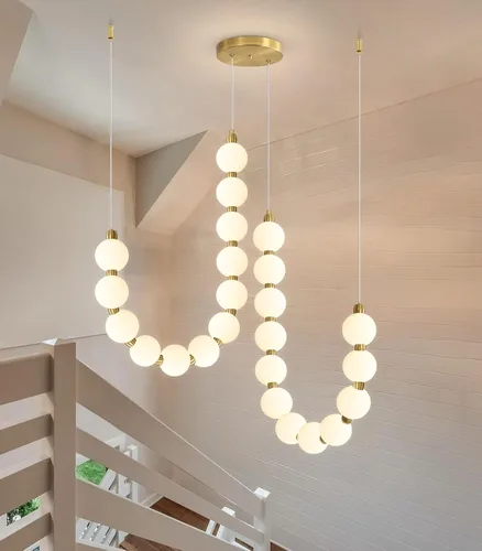Vista 13 de Candelabros modernos LED regulables, bolas de acrílico, iluminación colgante de techo para sala de estar, comedor, dormitorio, luces colgantes