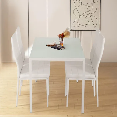 Vista 2 de Juego de mesa de comedor PayLessHere de vidrio para espacios pequeños, mesa de cocina y sillas para 4, mesa con sillas, muebles para el hogar vidrio