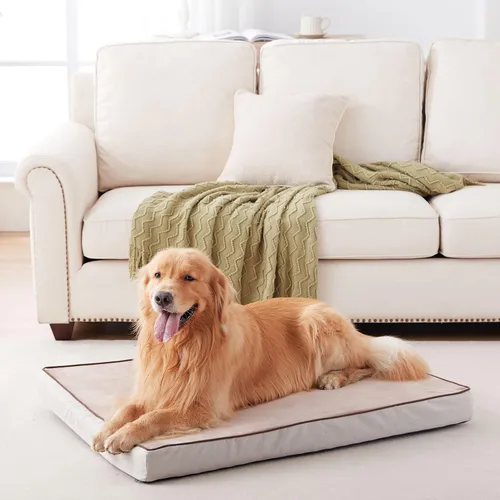 Vista 8 de Cama refrescante para perros grandes, cama ortopédica de espuma viscoelástica para mascotas con funda extraíble lavable, ideal para perros Rosa