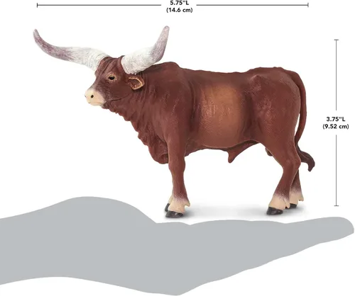 Vista 3 de Safari Ltd. Watusi Figura de toro – Figura detallada de vaca de plástico de 6 pulgadas – Juguete educativo de animales de granja para niños, niñas