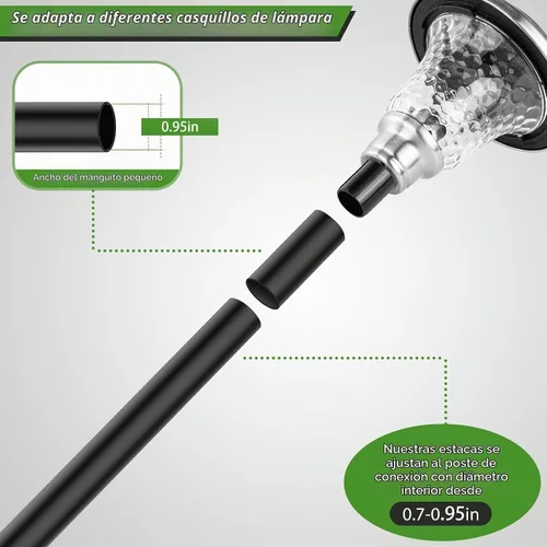 Vista 3 de ZOOHAR Kit de extensión de poste de luz para exteriores, poste de mejora de altura de luz solar de acero inoxidable de 55 pulgadas/4.6 pies