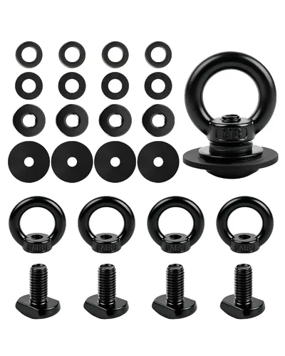 Vista 9 de Anclaje de amarre de montaje en T para portaequipajes de techo, perno de ojo en forma de anillo M8 resistente, tuercas de ojo en T de acero