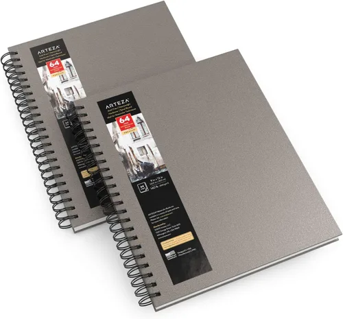 Vista 11 de ARTEZA Juego de cuaderno de bocetos de acuarela, paquete de 3, 64 páginas por libro, 5.5 x 8.5 pulgadas, cuadernos de espiral de tapa dura negra
