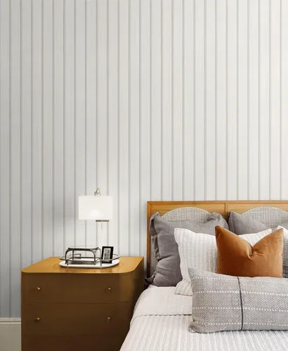 Vista 2 de NextWall Stacy Garcia Home - Papel tapiz autoadhesivo con listones de madera sintética (paloma)