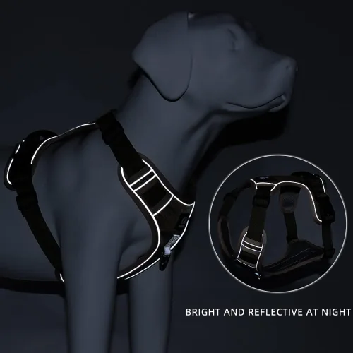 Vista 6 de Arnés para perro sin tirones, chaleco para mascotas, con 2 clips para correa, ajustable, reflectante, sin estrangulamiento, chaleco para perro