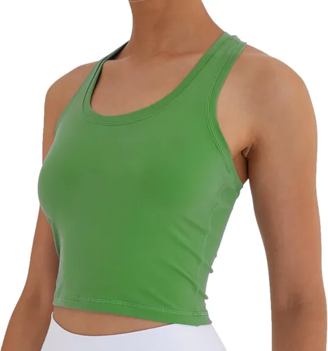 Vista 2 de Camiseta corta sin mangas con espalda cruzada para mujer, para correr, entrenamiento, yoga