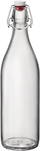 Vista 8 de Bormioli Rocco Giara Botella de bebida con tapa de abrazadera, 33.75 onzas, recipiente de vidrio a prueba de fugas para jugos y aderezos caseros
