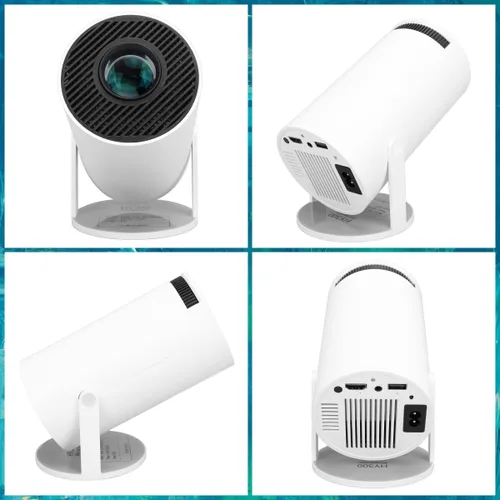 Vista 2 de Mini proyector 4K con Bluetooth, proyector inteligente portátil 1080P, proyector de cine casero giratorio de 180° Android 11 para teléfono/TV