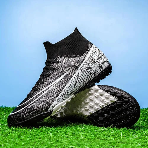 Vista 7 de Zapatos de fútbol para hombre, con cordones, antideslizantes, para interiores, fútbol sala, TF, tacos de césped