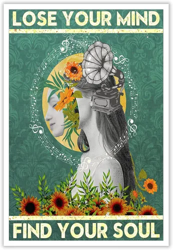 Vista 26 de Póster vintage con texto en inglés «Lose Your Mind Find Your Soul» («Lose Your Mind Find Your Soul») con cita inspiradora, arte de pared, arte