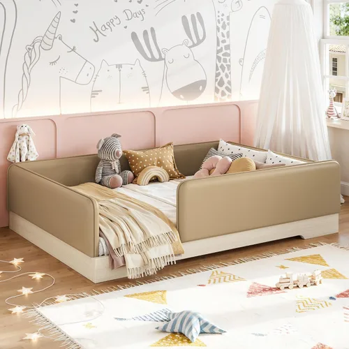 Vista 12 de Bellemave Twin Size Corduroy Upholstered Montessori Floor Bed Frame,Beige