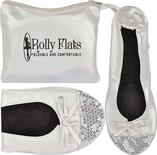 Vista 3 de Zapatos planos estilo bailarina plegables y portátiles para mujer, pantuflas enrollables