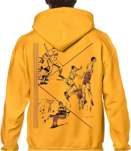 Vista 2 de Pop-Culture Retro Vintage Carpeta GOLD 70's-80s Nostalgia Front and Back Graphics Sudadera de forro polar para hombre