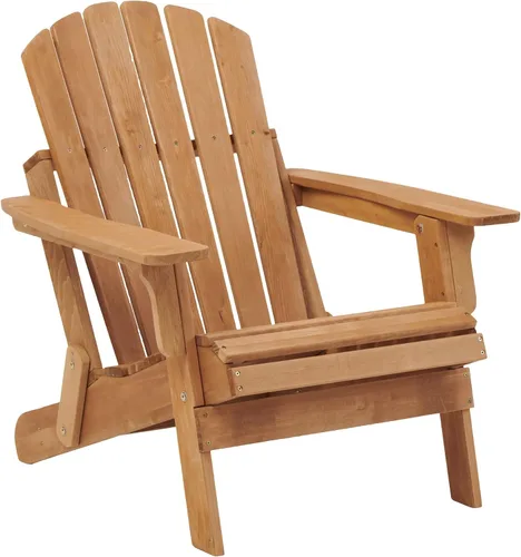 Vista 10 de Oversize Wooden Outdoor Folding Adirondack Chair – Pre-Assembled BackRest & SeatBoard for Garden, Backyard, Porch, Pool, Deck, Firepit – Sturdy Brown