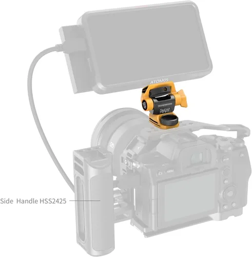 Vista 8 de SMALLRIG Soporte de monitor de cámara ajustable para estilo ARRI (edición Bumblebee), giro de 360° y soporte de inclinación de 180°, soporte