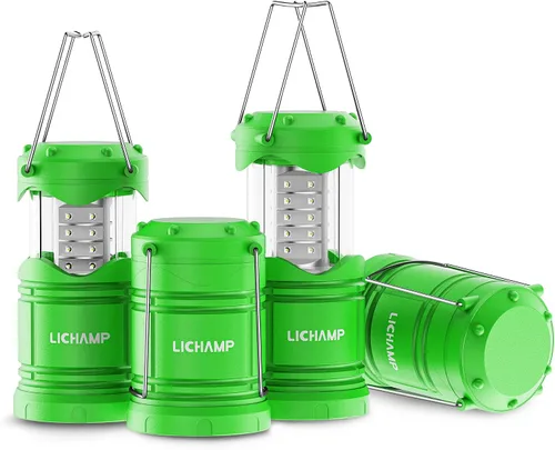Vista 11 de Lichamp Paquete de 4 linternas LED para acampar, luces de campamento con pilas, linterna plegable LED, kit de suministros de emergencia portátiles