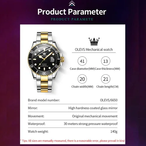 Vista 9 de OLEVS Relojes mecánicos automáticos para hombre, cuerda automática, de acero inoxidable de lujo, sin batería