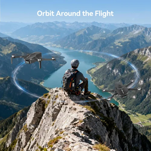 Vista 5 de Drone con cámara para adultos 4K, motor sin escobillas plegable RC Quadcopter para principiantes, 36 minutos de vuelo con 2 baterías, lente