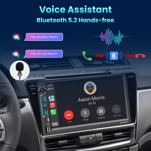 Vista 5 de Estéreo de coche doble DIN con pantalla táctil de 7 pulgadas, compatible con Apple CarPlay/Android Auto Bluetooth FM Radio USB Tipo-C Cámara