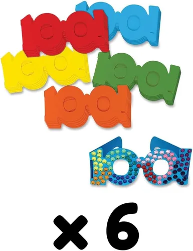 Vista 2 de Chenille Kraft 100th Day Paper Fun Glasses Shape, surtido de 25 por juego