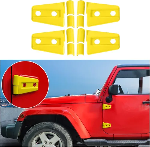 Vista 9 de 4 cubiertas protectoras de bisagra de puerta para Jeep Wrangler JK 2007-2018 de 2 puertas (negro)