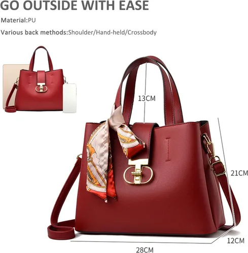 Vista 5 de NICOLE & DORIS Bolsos elegantes para mujer, bolsos de mano de diseñador con asa superior con cinta, bolsas de hombro con múltiples bolsillos