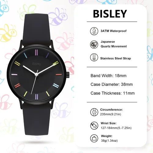 Vista 4 de Rainbow Watch - Reloj de pulsera impermeable con banda de silicona para niña y mujer