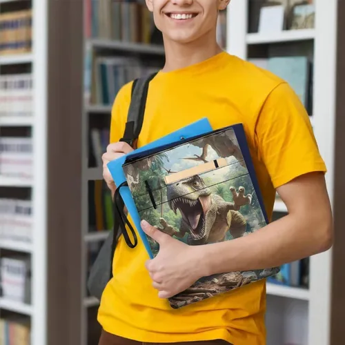 Vista 5 de doginthehole Fundas de libro de dinosaurio 3D para libro de bolsillo reutilizable, protector de libro de texto para niños y estudiantes, portadas