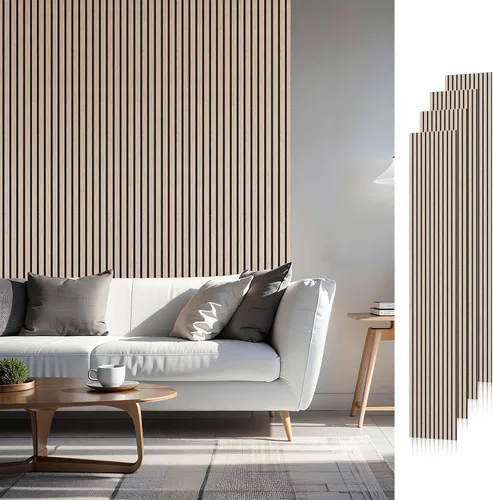 Vista 29 de SMARTSTANDARD Paneles acústicos de listones de madera de muestra, panel de pared de listones de madera insonorizado, nogal, paquete de muestra