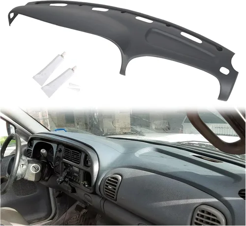 Vista 10 de ECOTRIC Cubierta de Tablero Compatible con Dodge Ram 1500 1998-2001/Dodge Ram 2500 3500 1998-2002, Cubierta Negra para Tablero
